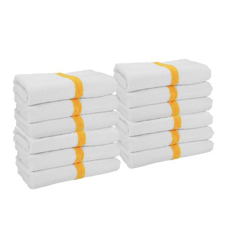 Power Towels Gym Power Bath Towels Gold Center stripe 22 x44 , 12PK PWR-2244-6GLDCS